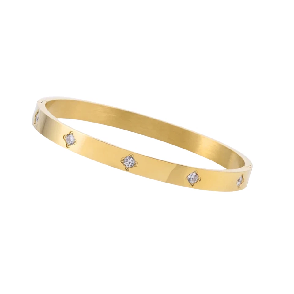 Brazalete brazalete tréboles de circonita cúbica dorada Foto 1 de 1