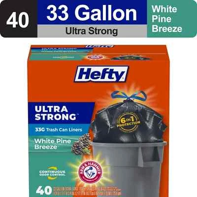 Hefty Ultra Strong Multipurpose Large Trash Bags, Black, 33 Gallon, 40 Count, - Image 1 of 4
