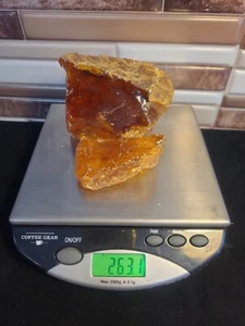2 pieces Raw Baltic Amber Stone 224.1 + 39 Grams Large Yellow 263.1 total - Picture 1 of 24