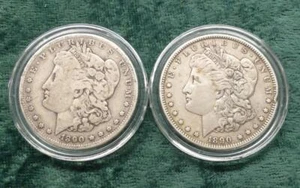 1890 P & 1890 O Morgan Silver Dollar, 2 Silver Morgan $1 Coins, 2 Silver Coins - Picture 1 of 4