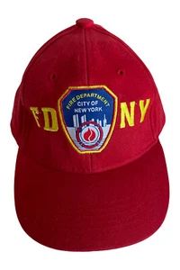 FDNY Baseball Hat Badge Fire Dept New York City Red & Gold SZ Youth - Picture 1 of 4
