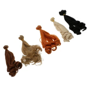 5pcs Heat Resistant Hair Wig Row Handcraft DIY Doll Hair Wig Curly Hair Row - Picture 1 of 15