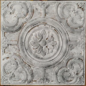 Distressed ceiling tiles Faux tin white gray decor wall panel PL50 10pcs/lot - Picture 1 of 14