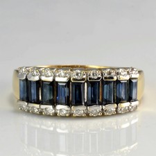 3Ct Baguette Cut Simulated Blue Sapphire Wedding Ring In 14K Yellow Gold Plated