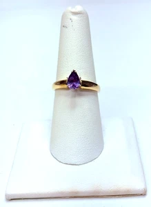 Anillo Amatista Oro Amarillo 14k Vintage Talla 7.5 - Imagen 1 de 7