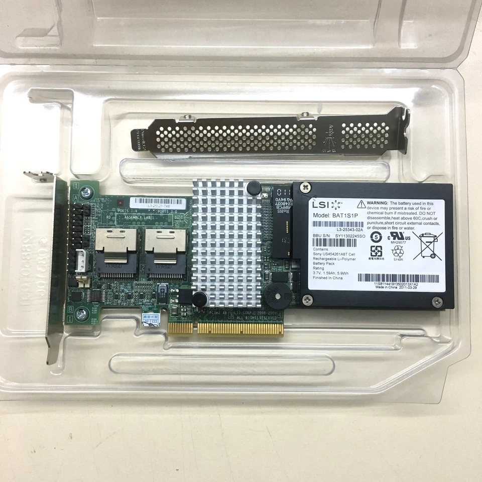 IBM M5015 / LSI 9260-8i SATA/SAS Controller RAID PCIe x8 + BAT1S1P battery - Image 1 of 4