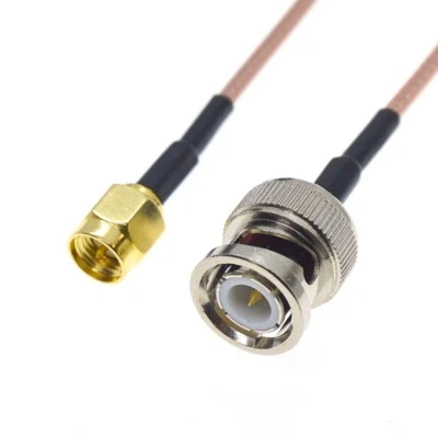 BNC Male to SMA Male Connector Lot Coaxial Jumper RF Pigtail Coax RG316 Cable - Image 1 of 4