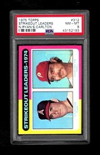 1975 Topps #312 STRIKEOUT LEADERS Nolan Ryan/Steve Carlton PSA 8 NM/MT CENTERED!