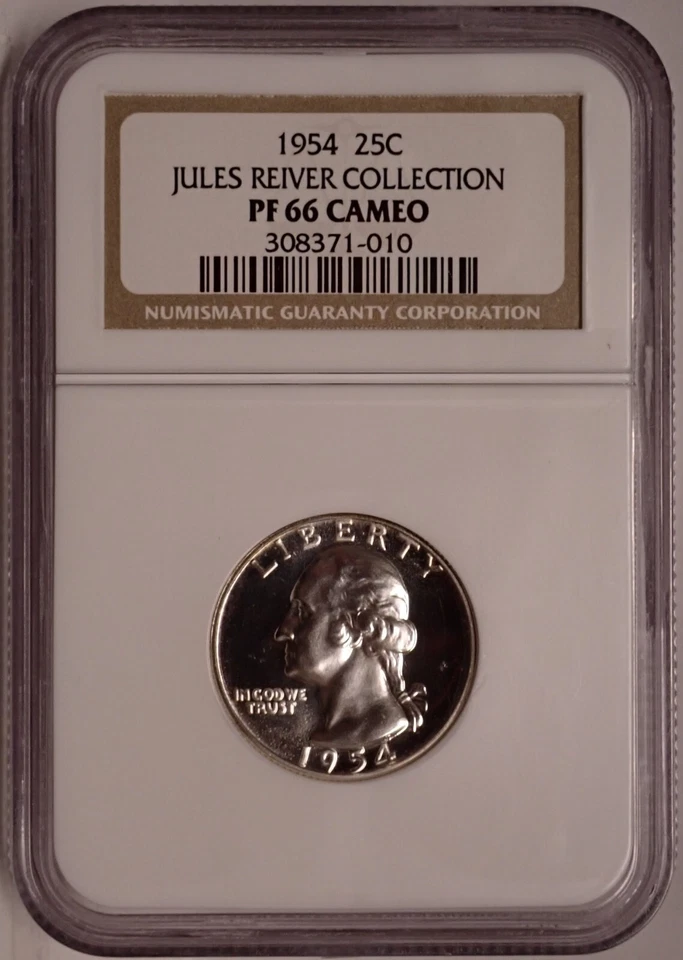 1954 Washington Quarter NGC PF 66 Cameo Famed Jules Reiver Collection - Image 1 of 4