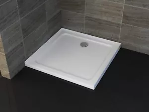 WHITE SQUARE CENTRE REAR HOLE 900X900MM SHOWER BASE - Picture 1 of 2