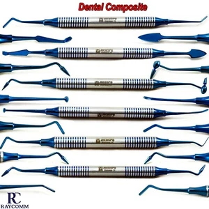 Juego de 6 instrumentos de contorno con recubrimiento de titanio azul de colocación de compuesto dental - Imagen 1 de 7