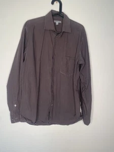 Martin Gordon 100% cotton brown button front shirt men's L - Picture 1 of 8