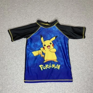 Pokemon Boy's Size Small Short Sleeve Rash Guard Swim Shirt Blue Black - Picture 1 of 4