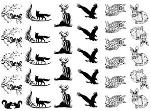 Forest Friends 30 pcs 1 Inch Black Fused Glass Decals - Picture 1 of 1