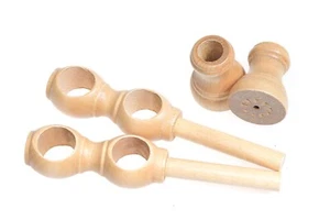 Wooden Double Bracket for Curtain Pole Rail 28mm Various Colour Natural Wood - Picture 1 of 11