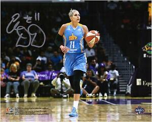 Elena Delle Donne Chicago Sky Signed 8"x 10" Dribbling in Blue Photo