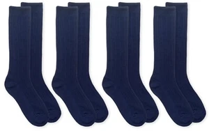 Jefferies Socks Girls Bamboo School Uniform Rib Pattern Dress Knee High Sock 4PK - Picture 1 of 12
