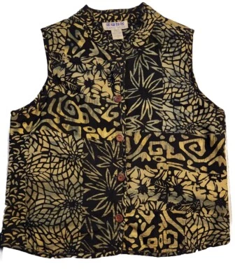 Chaleco acolchado NOMADIC TRADERS para mujer talla S verde negro botón floral Foto 1 de 4