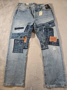 Levi’s 501 Patchwork Mens Jeans Size 36x30 Distressed Fly Button Premium $128 - Picture 1 of 15