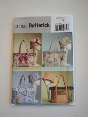 Butterick B4823 Sewing Pattern 1 Size Hand Bag Totes Matching Hat Purse Uncut - Image 1 of 4