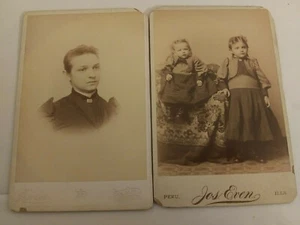 2 antike CDV Fotos um 1880 Frau/Kinder, Fotograf Joseph sogar Peru, Ill. - Bild 1 von 12