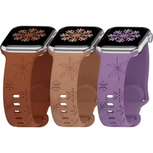 3 Pack Snowflake Engraved Bands Compatible with Apple Watch Bands Ultra 2/Ultra - Picture 1 of 6
