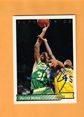 Derrick McKey Seattle Supersonics AUTO firmado 1992-93 Upper Deck Alabama 5J Foto 1 de 2