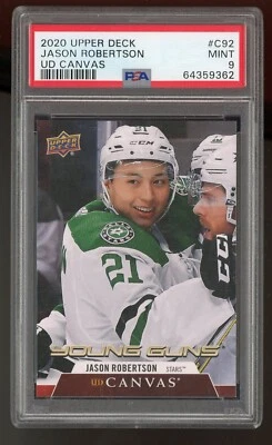 2020-21 Upper Deck Canvas Young Guns #C92 Jason Robertson  PSA 9 - Image 1 of 2