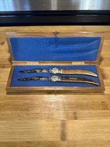 1982 Fight'n Rooster Frank Buster Germany Stag The New Orleans 534/600 Knife Set - Picture 1 of 18