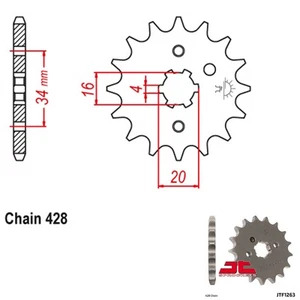 JT Sprockets Countershaft Sprocket 428 Pitch 13 Tooth Yamaha XT200 (1982-1983) - Picture 1 of 2