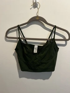Aerie Real Good Olive Green Long Line Bralette Size Medium - Picture 1 of 2