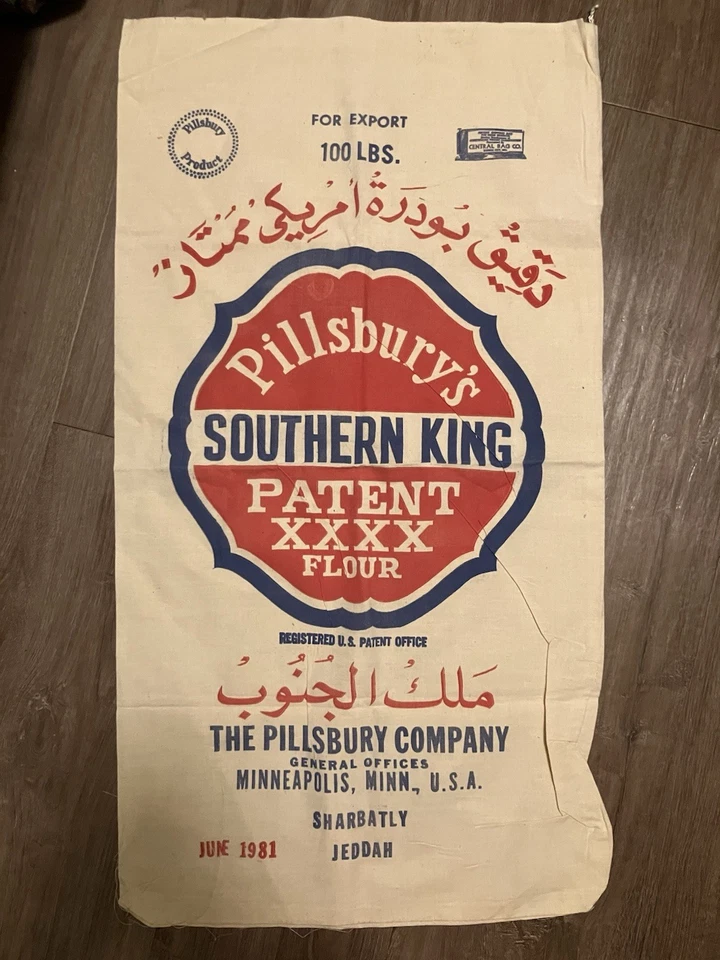 Saco de harina vintage Pillsbury, 100 libras 1981 Foto 1 de 1