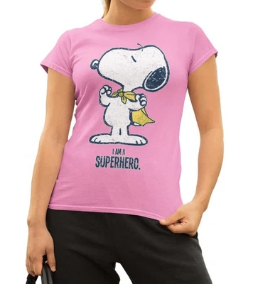 Peanuts Snoopy Super Superhero Vintage Classic 90s Comic Official Womens T-Shirt - Image 1 of 4