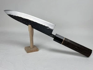 Ohishi Tadafusa SLD X hammered tsuchime Kurouchi Gyuto 210 mm burnt chestnut - Picture 1 of 4