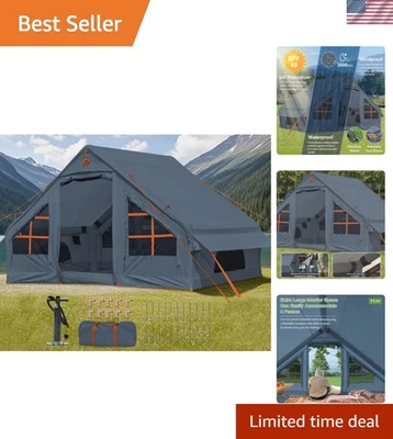 Large Inflatable Camping Tent for 4-6 Persons with Zipper Door Convenience - Image 1 of 4
