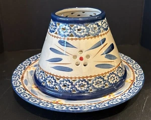 Temptations Old World Blue Floral Ceramic Candle Jar Shade Underplate - Picture 1 of 5