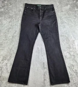 Pantalones de mezclilla LRL Lauren Jeans Co RL para mujer 12 negros elásticos de pierna recta - Imagen 1 de 13