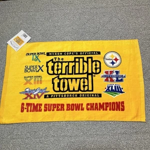 Myron Cope's Pittsburgh Steelers 6-mal Super Bowl Champions schreckliches Handtuch NEU - Bild 1 von 6