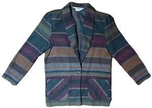Vintage Blair Shacket L Striped Linen Blend Flannel Grunge Made In USA Unisex - Picture 1 of 5