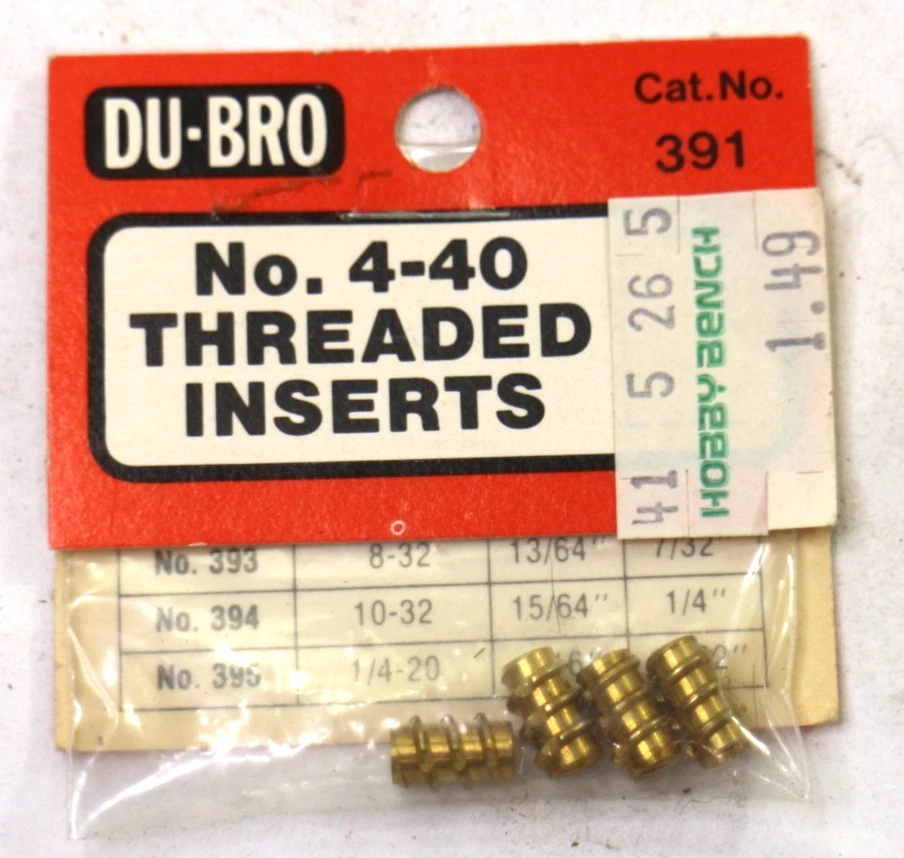 Du-Bro No. 4-40 Threaded Inserts lot of 4  Cat #391 - Image 1 of 2