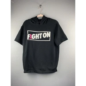 Hybrid Fight On"Breast Cancer Awareness Hoodie Womens Small Black short sleeve - Picture 1 of 4