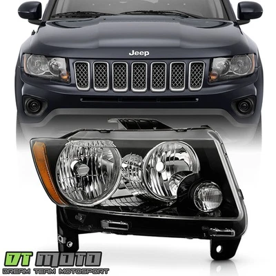 Para Jeep Compass 2013-2017 bisel negro con faro halógeno faro pasajero Foto 1 de 4