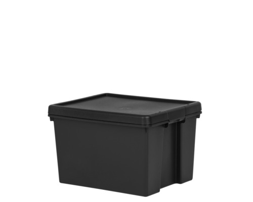 24L-92L Black Storage Box With Lids Recycled Plastic Heavy-Duty Container