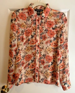 Living Doll Los Angeles Women's XS floral sheer crepe blouse - western style - Picture 1 of 3
