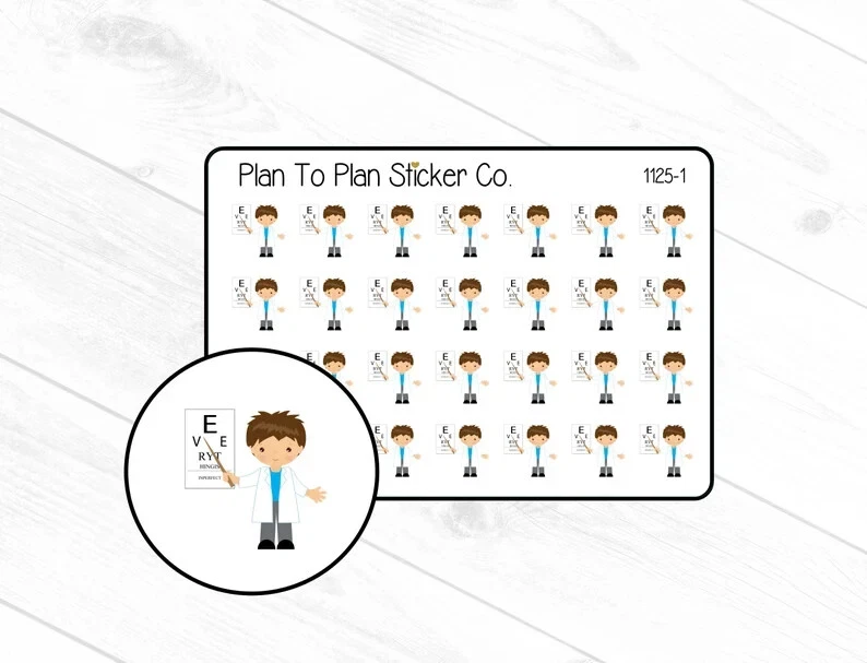 HOMEMADE 1125-1~~Eye Doctor Appointment Reminder Planner Stickers.
