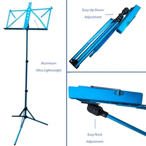 Paititi Brand New Durable Adjustable Folding Music Stand with Carrying Bag-Blue - Picture 1 of 3