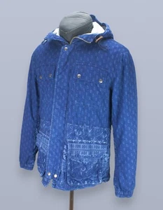 Pretty Green Mens Blue Retro Paisley Print Casual Jacket Hooded Size L Cotton - Picture 1 of 20