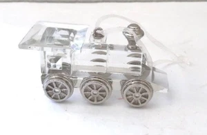 Clear 3" Polyresin 6 Silver Wheel Train Engine Ornament Figurine - Picture 1 of 7
