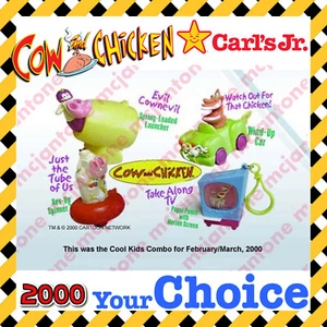 Carl's Jr. 2000 COW & CHICKEN Cartoon Network ANIMAL Clownevil TU Juguete ELECCIÓN - Imagen 1 de 13