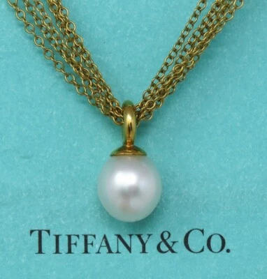 NYJEWEL Tiffany & Co. Collar de malla de perlas del Mar del Sur de oro amarillo de 18 k 17,5" Foto 1 de 4